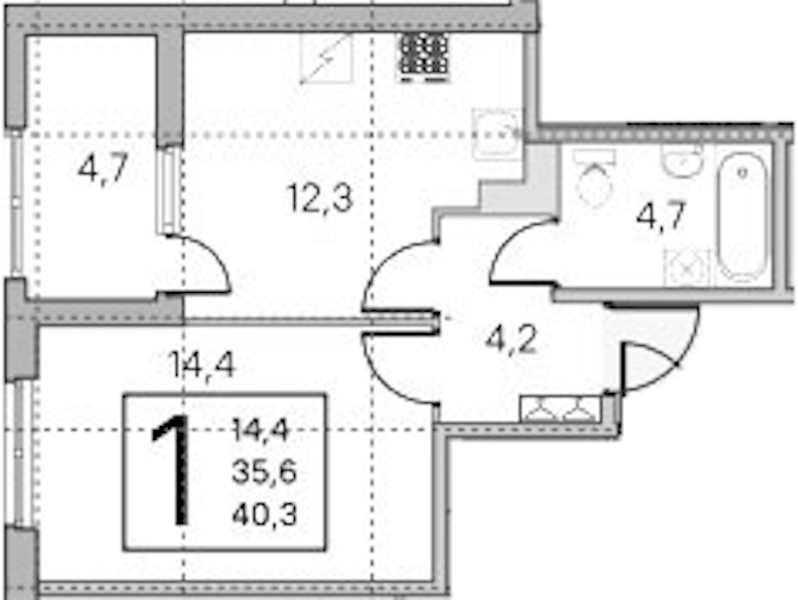 1-комнатная квартира 35.6 м², 2/5 эт., ЖК «ЮгТаун. Олимпийские кварталы»